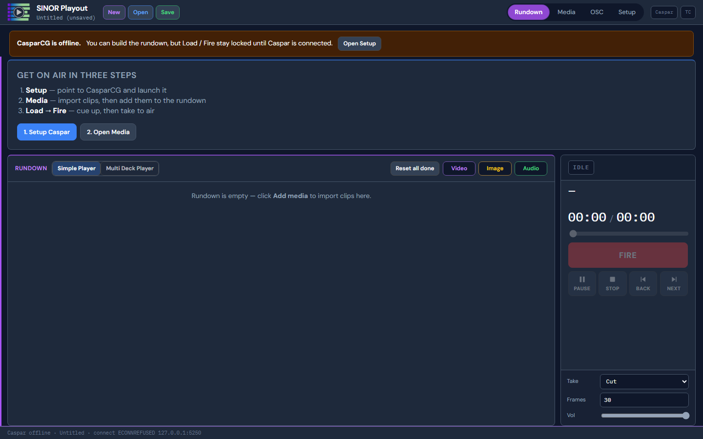 AV Playout Rundown FIRE UI